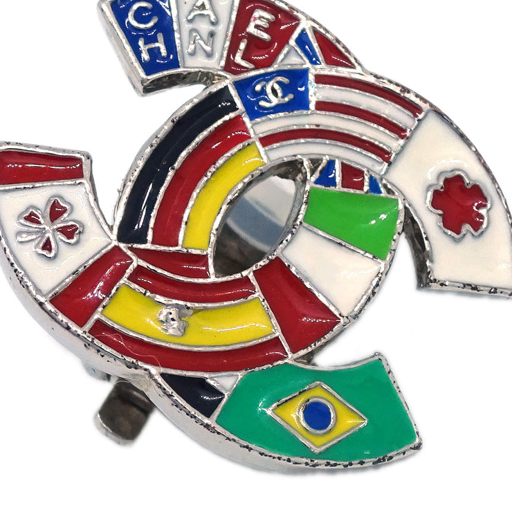 Chanel Earrings Clip-On International Flags Silver 03A