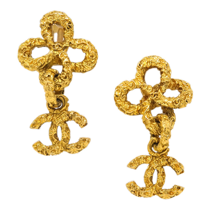 Chanel Dangle Earrings Clip-On Gold 93A