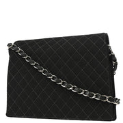 Chanel 2004-2005 Black Canvas Emblem Shoulder Bag