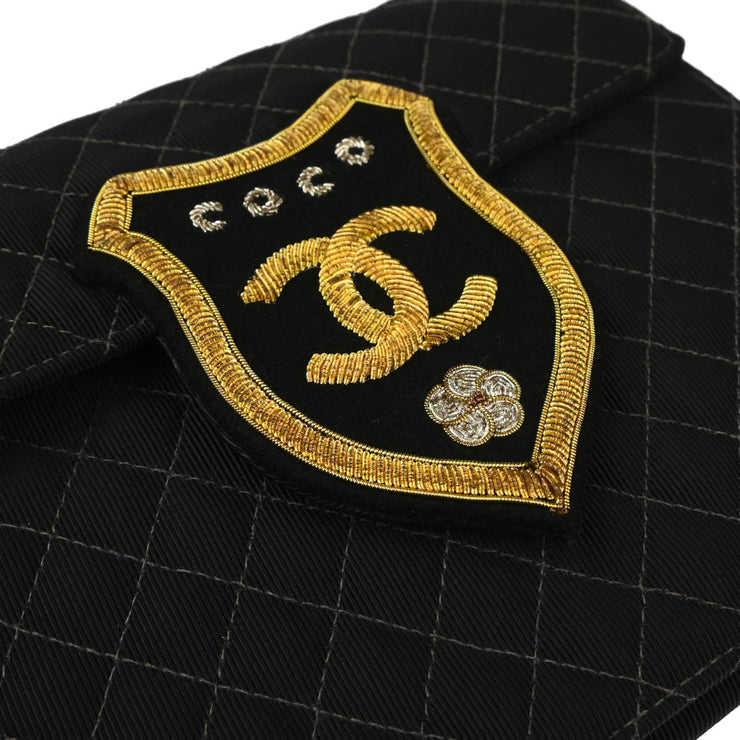 Chanel Black Canvas Emblem Shoulder Bag