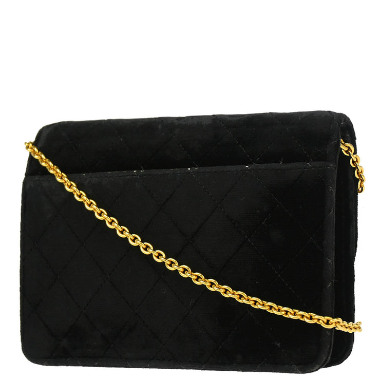 Chanel 1996-1997 Black Velvet Chain Shoulder Bag