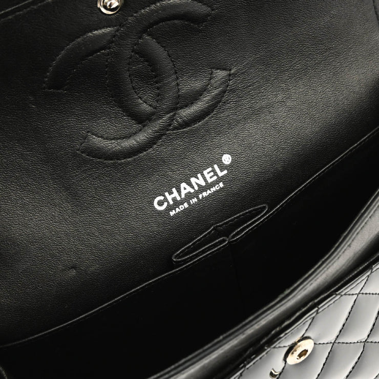 Chanel 2009-2010 Black Patent Leather Medium Classic Double Flap Shoulder Bag