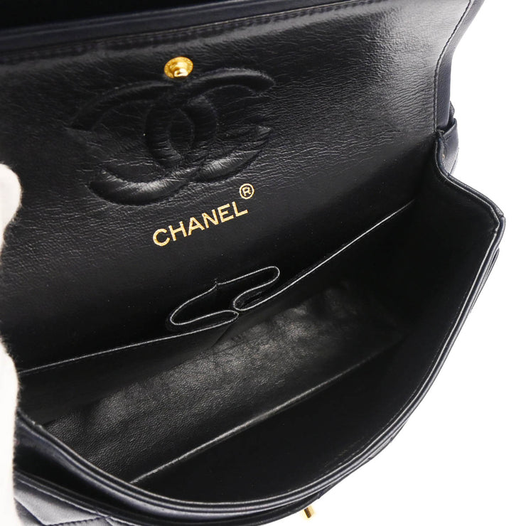 Chanel 1986-1988 Navy Lambskin Small Classic Double Flap Shoulder Bag