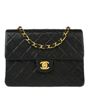 Chanel 1991-1994 Black Lambskin Classic Square Flap Shoulder Bag 20