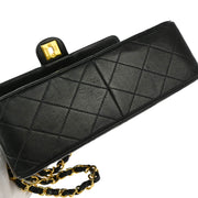 Chanel 1991-1994 Black Lambskin Classic Square Flap Shoulder Bag 20