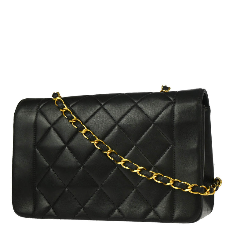 Chanel 1991-1994 Black Lambskin Small Diana Shoulder Bag