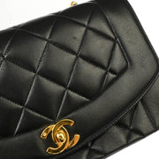 Chanel 1991-1994 Black Lambskin Small Diana Shoulder Bag