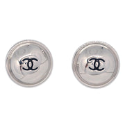 Chanel Button Piercing Earrings Silver 99P