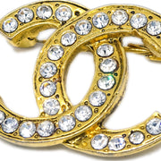 Chanel CC Brooch Pin Rhinestone Gold