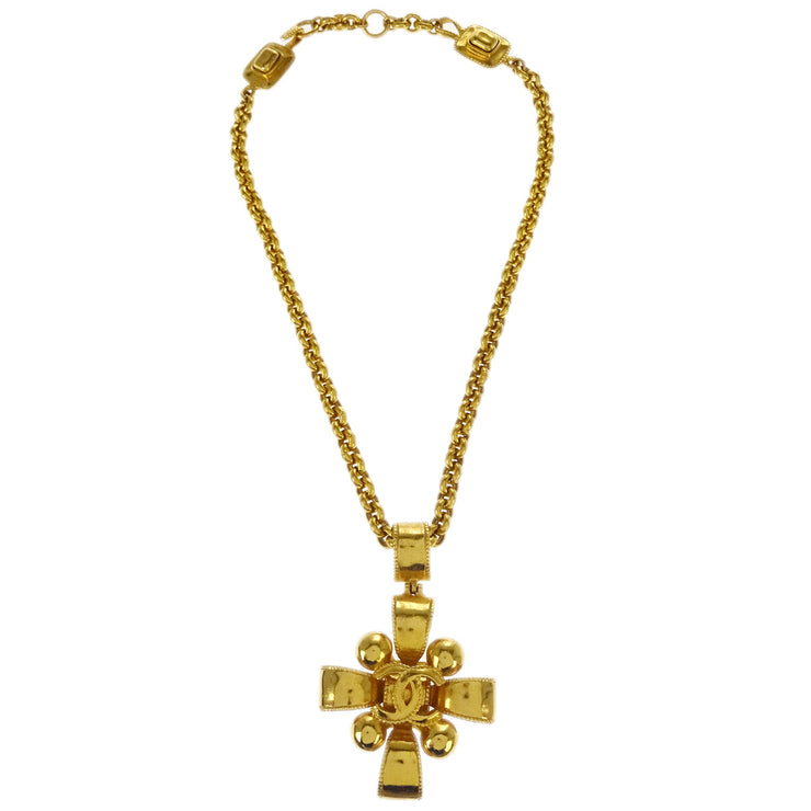 Chanel Cross Gold Chain Pendant Necklace 97A