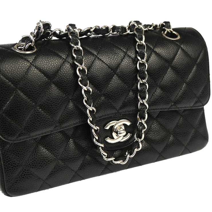 Chanel 2006-2007 Black Caviar Small Classic Double Flap Shoulder Bag