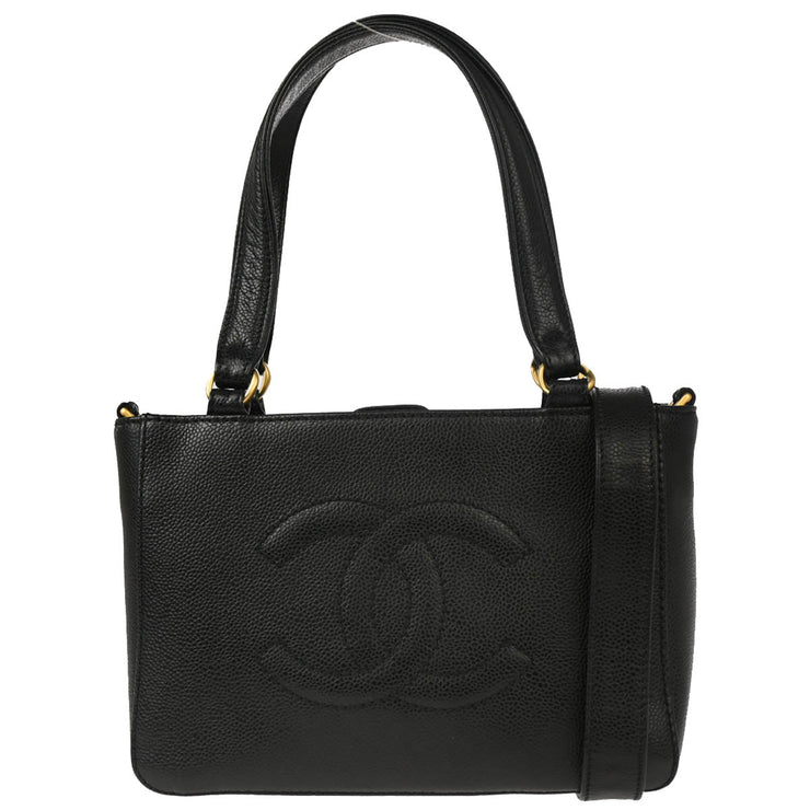 Chanel Black Caviar 2way Shoulder Handbag