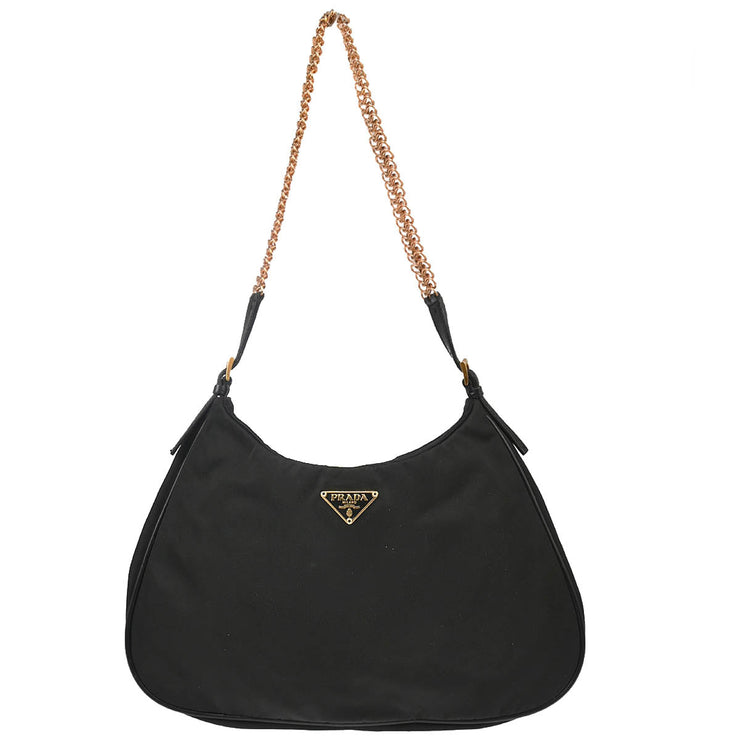 Prada Black Nylon Chain Handbag