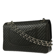 Chanel Black Lambskin Small Diamond Classic Flap Medium Shoulder Bag