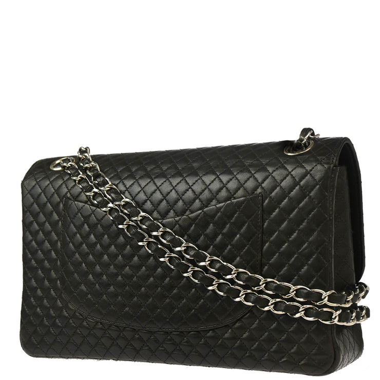 Chanel Black Lambskin Small Diamond Classic Flap Medium Shoulder Bag