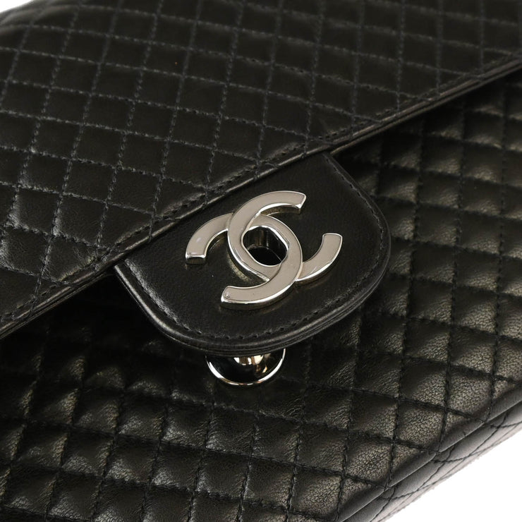 Chanel Black Lambskin Small Diamond Classic Flap Medium Shoulder Bag