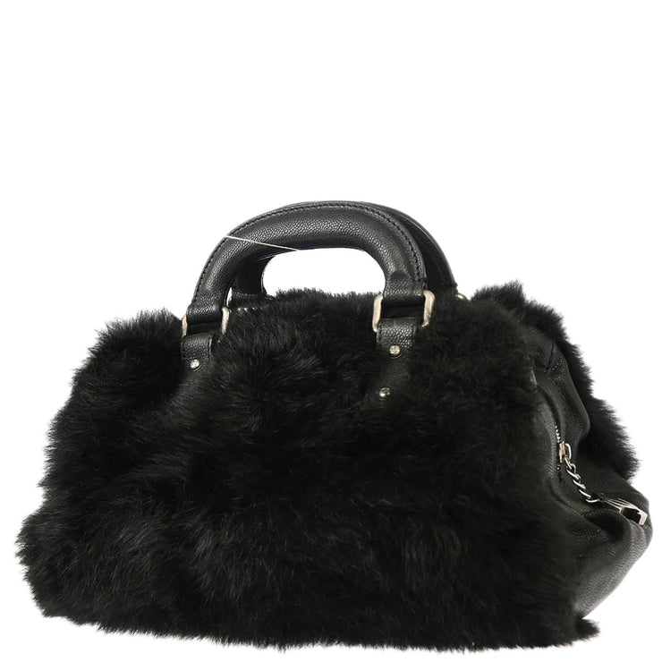 Chanel 2005-2006 Black Fur Handbag