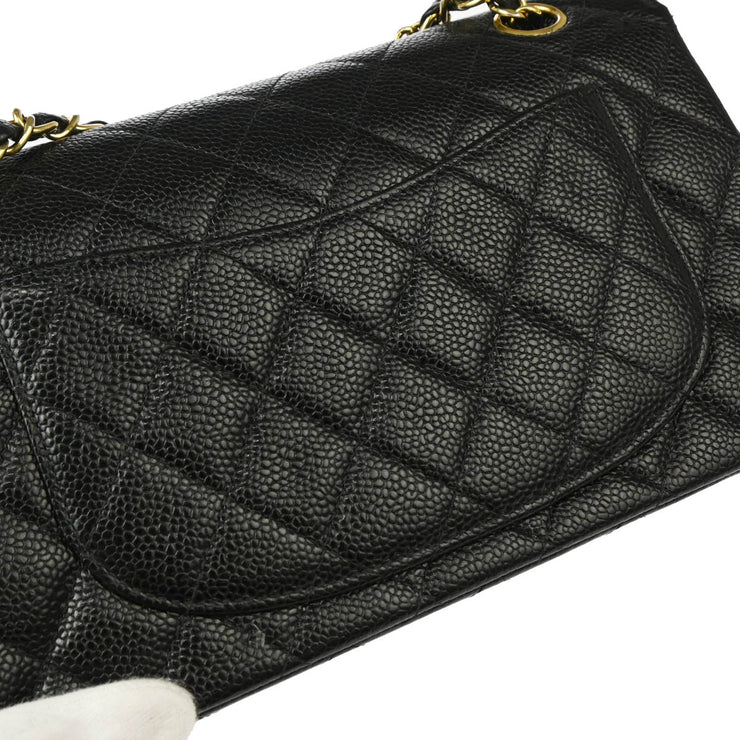 Chanel 2001-2003 Black Caviar Small Classic Double Flap Shoulder Bag