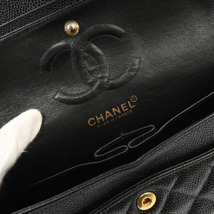 Chanel 2001-2003 Black Caviar Small Classic Double Flap Shoulder Bag