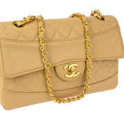 Chanel Beige Lambskin Shoulder Bag