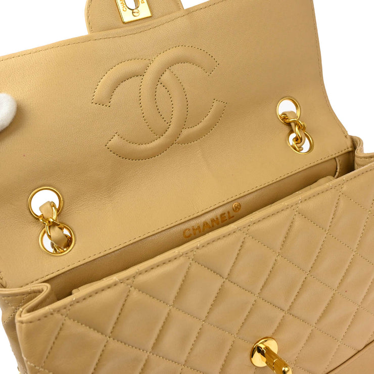 Chanel 1989-1991 Beige Lambskin Shoulder Bag