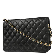 Chanel 2008-2009 Black Lambskin Turnlock Medium Half Flap Shoulder Bag