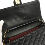 Chanel 2008-2009 Black Lambskin Turnlock Medium Half Flap Shoulder Bag