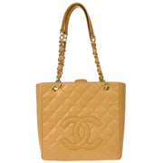 Chanel Beige Caviar Petite Shopping Tote PST Chain Handbag