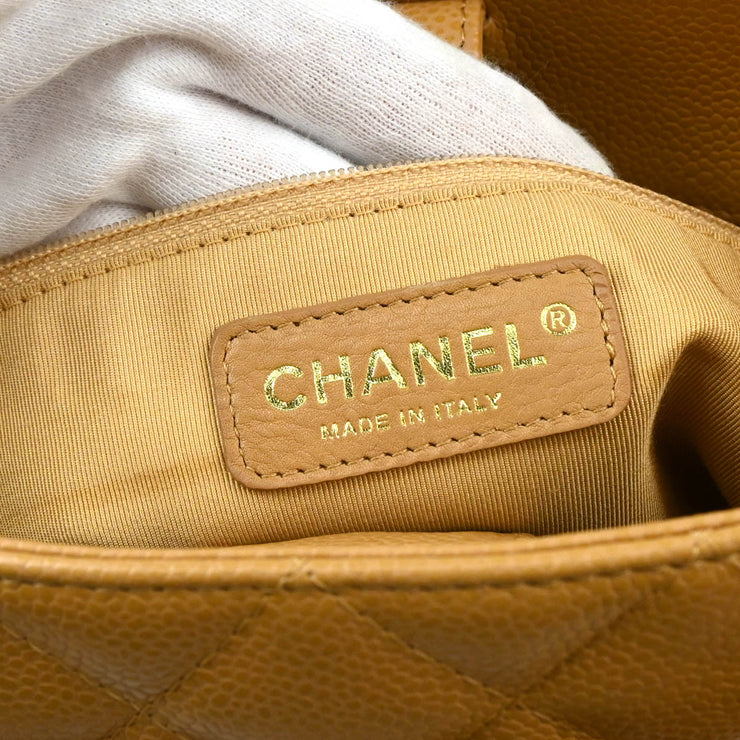 Chanel 2003-2004 Beige Caviar Petite Shopping Tote PST Chain Handbag