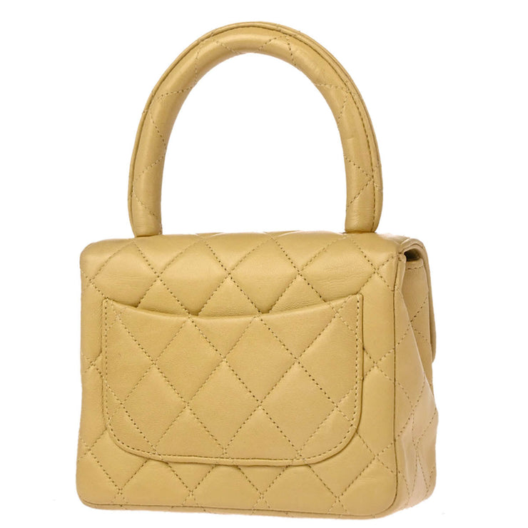 Chanel Beige Lambskin Micro Classic Flap Handbag