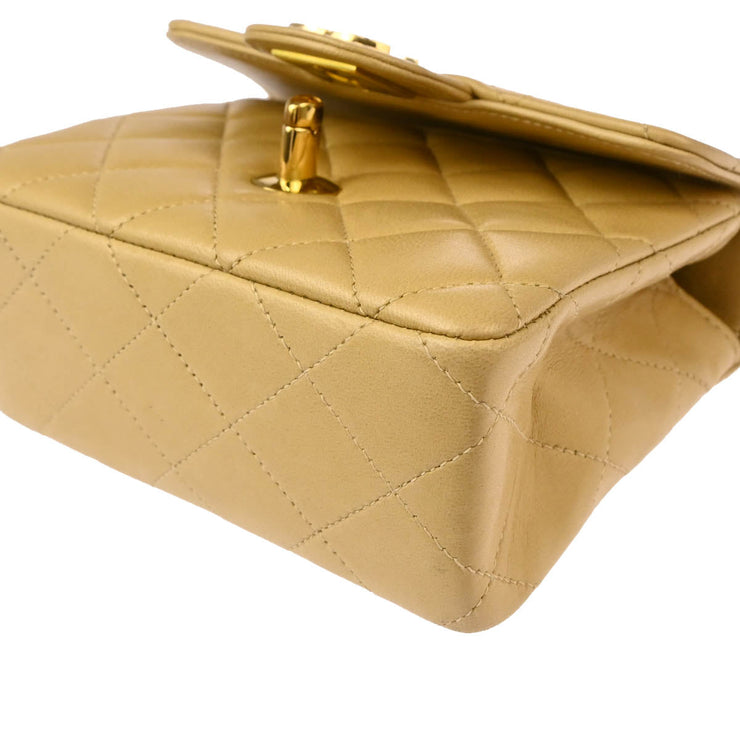 Chanel Beige Lambskin Micro Classic Flap Handbag