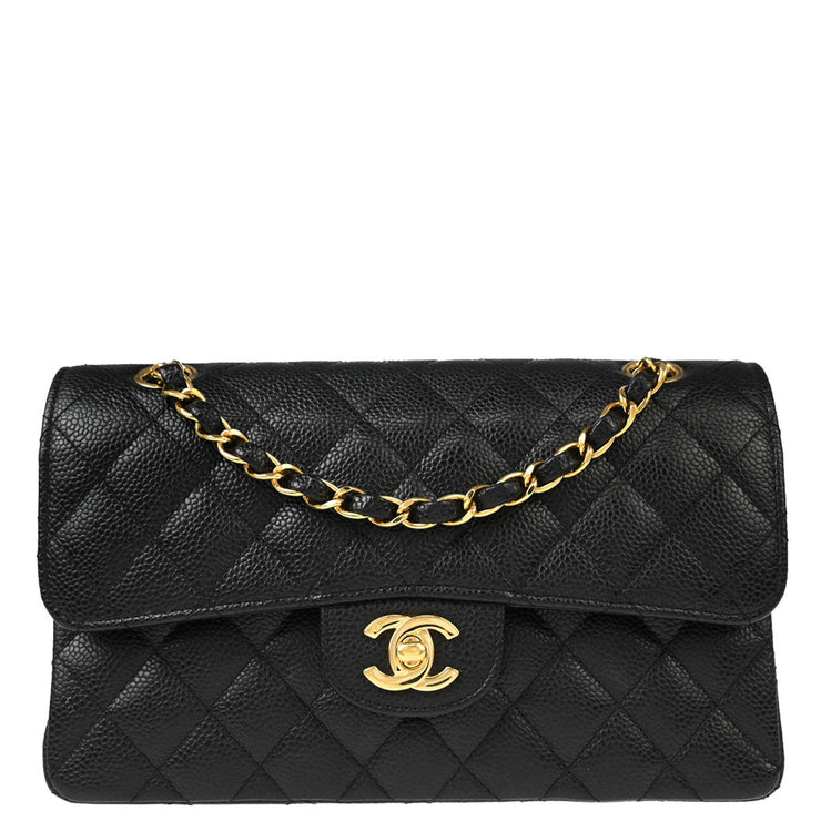 Chanel 2005-2006 Black Caviar Small Classic Double Flap Shoulder Bag