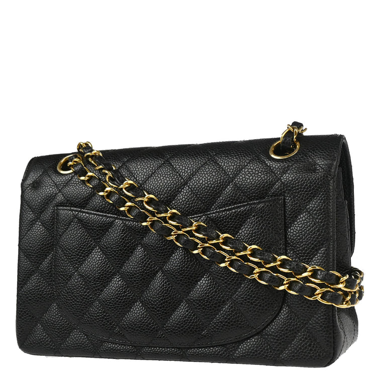 Chanel 2005-2006 Black Caviar Small Classic Double Flap Shoulder Bag