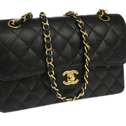 Chanel 2005-2006 Black Caviar Small Classic Double Flap Shoulder Bag