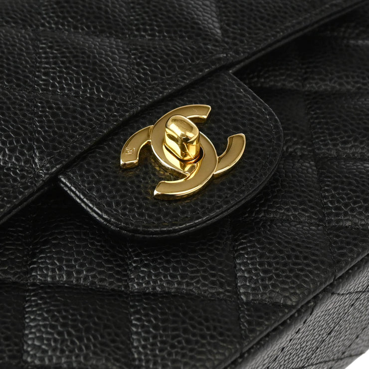 Chanel 2005-2006 Black Caviar Small Classic Double Flap Shoulder Bag