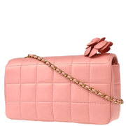 Chanel 2004-2005 Pink Lambskin Choco Bar Camellia Shoulder Bag