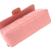 Chanel 2004-2005 Pink Lambskin Choco Bar Camellia Shoulder Bag