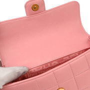 Chanel 2004-2005 Pink Lambskin Choco Bar Camellia Shoulder Bag