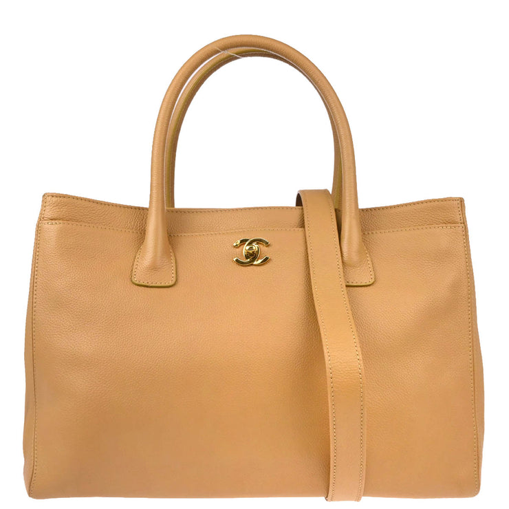 Chanel Beige Calfskin Executive Cerf Tote 2way Shoulder Bag