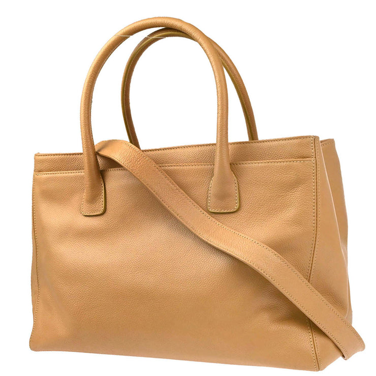 Chanel Beige Calfskin Executive Cerf Tote 2way Shoulder Bag