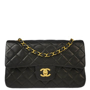 Chanel Black Lambskin Small Classic Double Flap Shoulder Bag