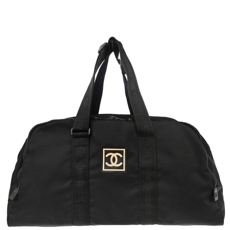 Chanel 2001-2003 Black Nylon Sport Line Duffle Gym Bag