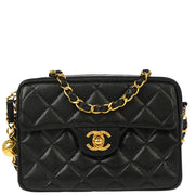 Chanel 1991-1994 Black Caviar Camera Bag Mini