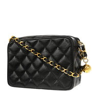 Chanel 1991-1994 Black Caviar Camera Bag Mini