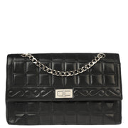 Chanel Black Lambskin Mademoiselle Lock Choco Bar Shoulder Bag