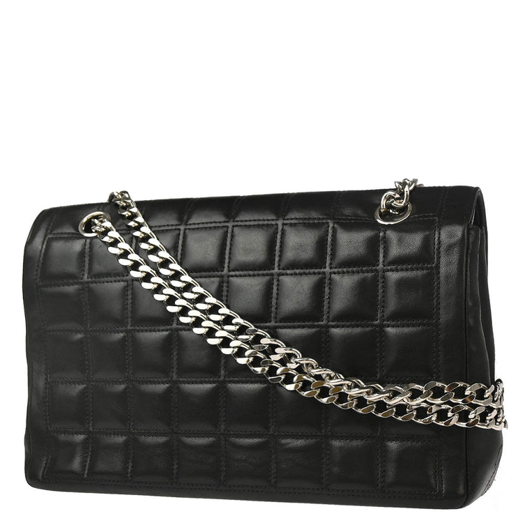 Chanel Black Lambskin Mademoiselle Lock Choco Bar Shoulder Bag