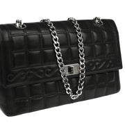 Chanel Black Lambskin Mademoiselle Lock Choco Bar Shoulder Bag