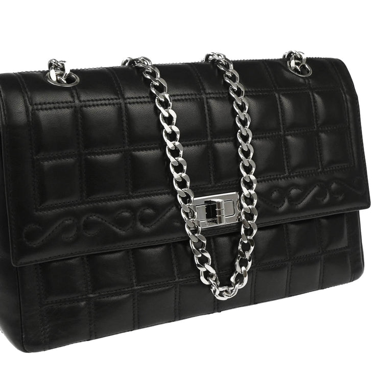 Chanel Black Lambskin Mademoiselle Lock Choco Bar Shoulder Bag