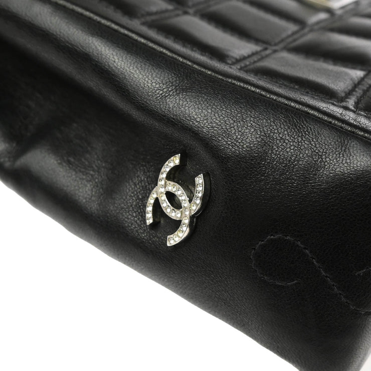 Chanel Black Lambskin Mademoiselle Lock Choco Bar Shoulder Bag