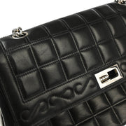 Chanel Black Lambskin Mademoiselle Lock Choco Bar Shoulder Bag